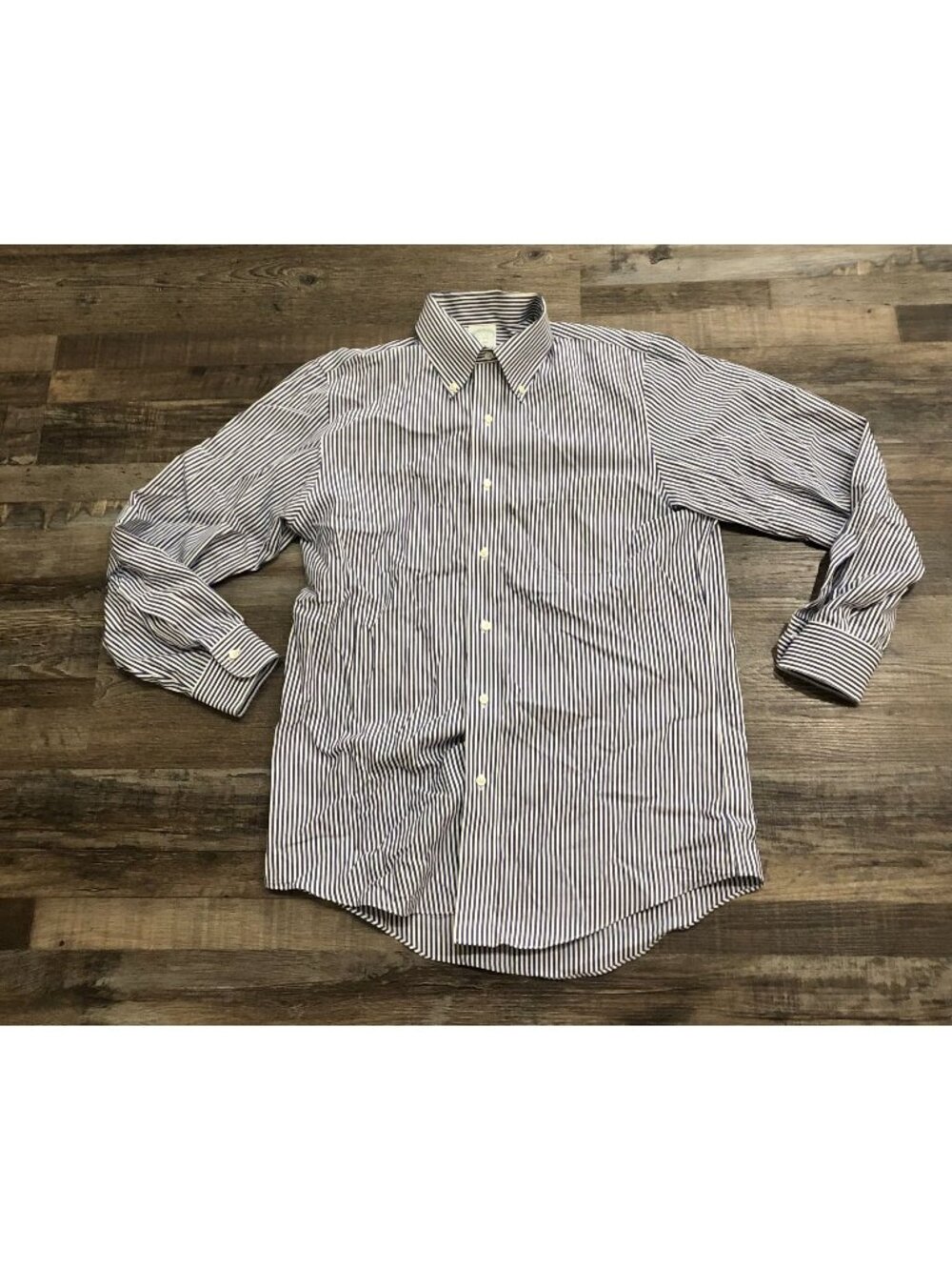 Brooks Brothers Mens Size 15.5 Blue Striped Midland Button Down Shirt